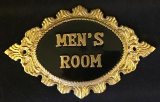 Vintage Mens Room Solid Brass Door Sign Plaque Restroom Locker Room