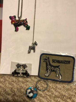 Schnauzer Dog Lover Gift Items,  Necklace Sticker Earrings Keychain