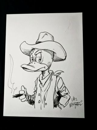 Val Mayerik Signed Howard The Duck Hand Drawn & Inked Comic Art 8 " X11 "