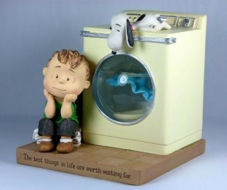 Snoopy Linus Peanuts Hallmark Water Snow Globe Washing Machine Blanket