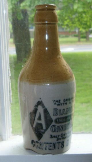 vintage stoneware bottle DIAMOND A GINGER BEER Syracuse York Salt City Bottl 2
