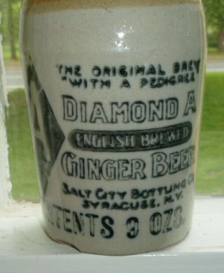 vintage stoneware bottle DIAMOND A GINGER BEER Syracuse York Salt City Bottl 4