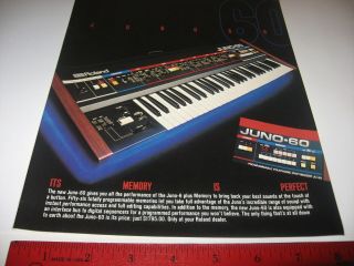 Vintage 1982 Roland Juno - 60 Synthesizer Synth 8 " X11 " Print Ad