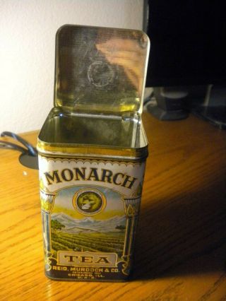Vintage OLD Monarch Black Tea Tin in good shape REID MURDOCH & CO Chicago Lion 3
