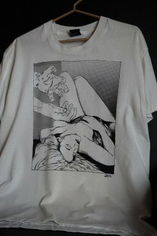 Vintage 1990s Politically Incorrect Rape Art T - Shirt Hands On Woman Adult Xl
