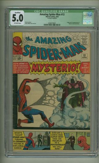 Spider - Man 13 (cgc 5.  0 Qualified) O/w Pages; 1st App.  Mysterio (c 24537)