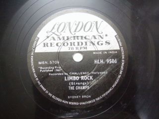 The Champs Limbo Rock/tequila Twist India Rare 78 Rpm Record 10 " London Label Ex