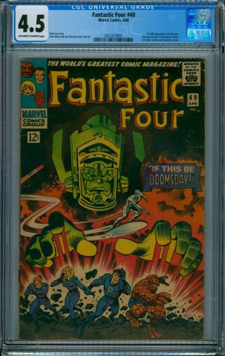 Fantastic Four 49 Cgc 4.  5 Vg,  1st Galactus 1966 2nd Silver Surfer Centered