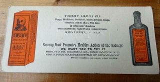 Early Terry Drug Dr Kilmer Swamp Root Medicine Bottle Ink Blotter Red Level,  Ala