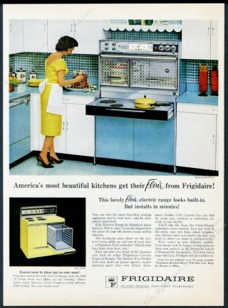 1962 Frigidaire Flair Blue Range Double Oven Photo Vintage Print Ad