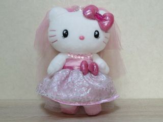 So Rare 2014 Usj Hello Kitty Pink Princess Wedding Silver Crown Plush 12 "