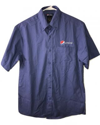 Pepsi Cola Mens Work Shirt M Aramark Pepsi Uniform Employee Short Sleeve Blue