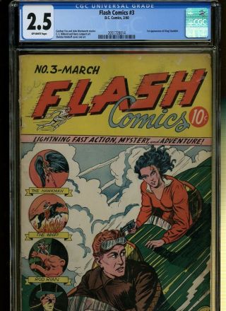 Flash Comics 3 Cgc 2.  5 | Dc 1940 | 1st King Standish.