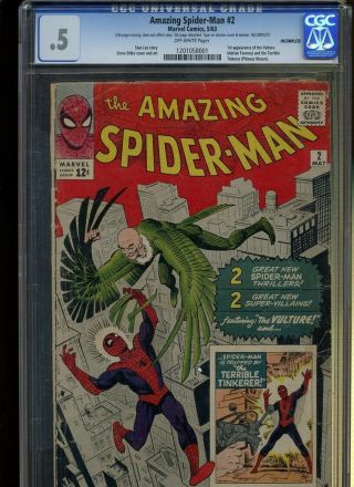 Spider - Man 2 Cgc 0.  5 | Marvel 1963 | 1st Vulture & Tinkerer.