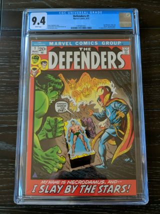 Defenders 1 Cgc 9.  4 Nm White Pages 1972 Sub - Mariner Hulk Doctor Strange