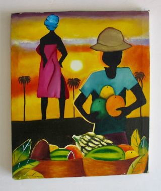 Oil Canvas Signed Artist African Caribbean Bahamas Jamaica Brazil