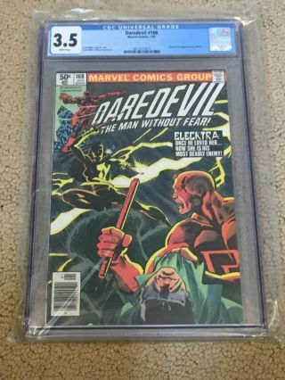 Daredevil 168 Cgc 3.  5 White Pages (1st App Of Elektra)