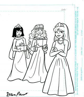 3 Princess With Gifts - Dan Parent Splash Page 9 X 11 Archie Style Art