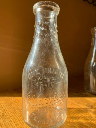 Clearview Dairy Embossed Round Quart Dairy Milk Bottle Tuscola,  Illinois