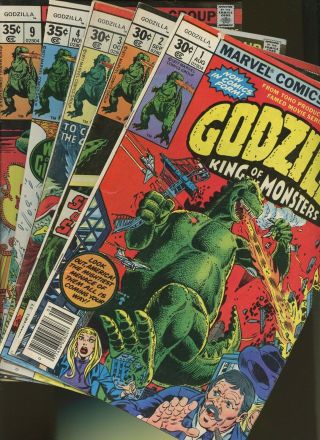 Godzilla 1,  2,  3,  4,  9,  12 6 Books Marvel 1st Issue Vol.  1 Classic Horror Monsters