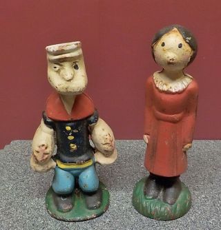 Vintage Popeye & Olive Oil Cast Iron Coin Banks Coin Bank Cartoon