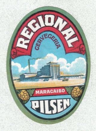 Beer Label - Venezuela - Pilsen - Cerveceria Regional - Maracaibo