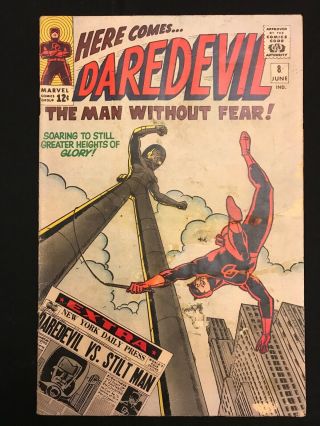 Daredevil 8 Silver Age Vg 1965,  Stilt - Man,  Wood Art