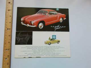 Vintage Karmann Ghia Vw Volkswagenwerk Gmbh Sports Car Dealer Brochure