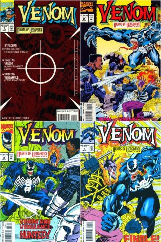 Venom Nights Of Vengeance 1 2 3 4 Comics Set Spiderman Movie Red Foil