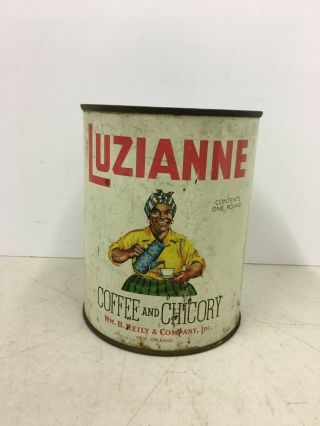 Vintage Antique Luzianne Coffee And Chicory One Pound Tin Can