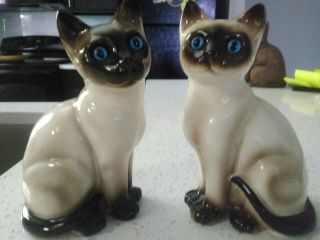 Ceramic Siamese Cat 7 " Tall By Enesco - Set Of 2