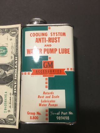 Vintage Gm Accessories Cooling System Anti Rust&water Pump Lube Tin