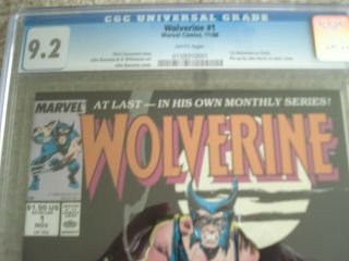 Wolverine 1 1988 CGC 9.  2 - 1st Patch Chris Claremont Story Buscema Art 2