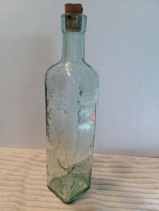 Tinted Sea Green Glass Bottle Vintage Canadian Wine Decor 11 " H And Thick Glass