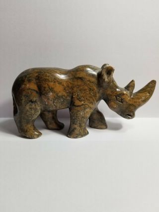 Stone Carved Rhino Statue 6 Inches