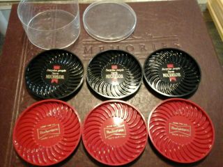 Vintage Anheuser - Busch Budweiser/ Michelob Coasters In Holder Complete