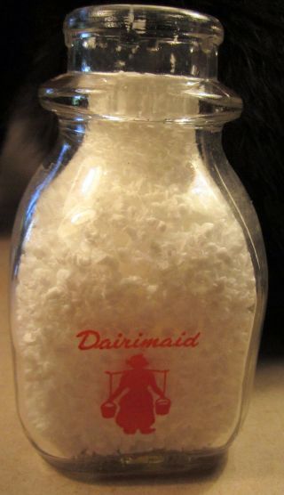 Dairimaid Half Pint Milk Bottle Vintage Glass Container E64 Square Sides Dairy