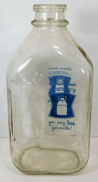 Vintage Acl Painted Label Half Gallon Milk Bottle - Lawson 