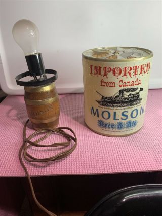 Vintage Molson Barrel Advertising Small Table Lamp - 1960 