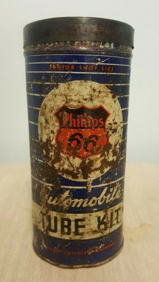 Vintage Phillips 66 Automobile Tube Kit Tin,  Junior Shop Size,  Early