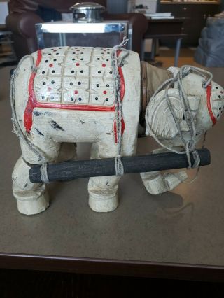 Vintage Wooden Carved Elephant Marionette Puppet