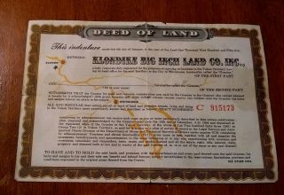 1955 Quaker Oats Klondike Big Inch Land Co Deed Of Land Certificate C 915173