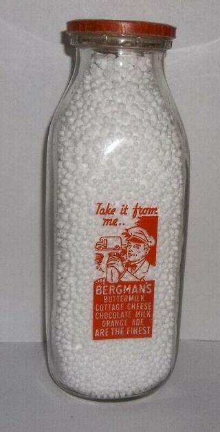 Bergman ' s Dairy Derry PA.  Orange Pyro Pint Take it from me.  With Cap 2
