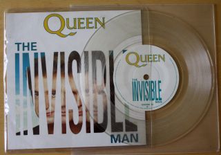 Ex/ex Queen The Invisible Man 7 " Clear Vinyl Disc