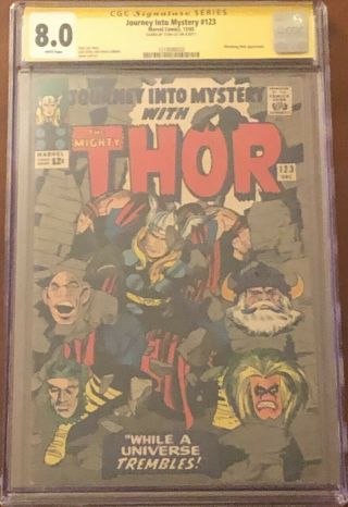 Journey Into Mystery 123 Cgc 8.  0 White Pages Signed Stan Lee Ss Only 13 Exist