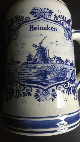 Heineken Tankard Delfts Delft Blue Holland Stein Beer Mug Windmill Ship Vessel 4