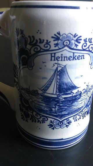 Heineken Tankard Delfts Delft Blue Holland Stein Beer Mug Windmill Ship Vessel 5