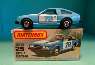 Vintage Matchbox Superfast 25 Toyota Celica Gt With Box Blue 78 Decal
