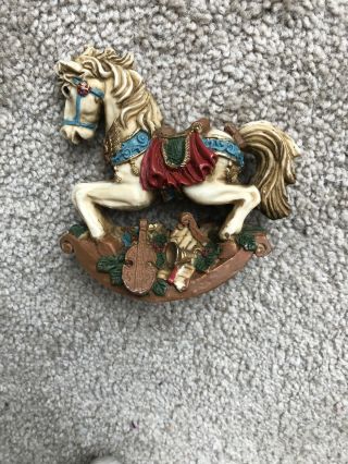 Rocking Horse Ceramic Resin Statue Pottery Miniature Animal Figurine 4 "