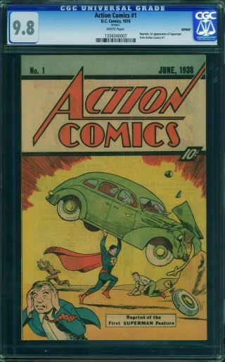 Action Comics 1 Cgc 9.  8 (1976) Sleeping Bag Promotional Reprint